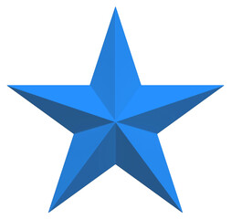Wall Mural - 5 point star - christmas star - blue single isolated on white - 3d rendering