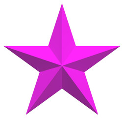 Wall Mural - 5 point star - christmas star - purple pink single isolated on white - 3d rendering