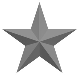 Wall Mural - 5 point star - christmas star - gray single isolated on white - 3d rendering