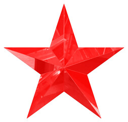 Wall Mural - 5 point star - christmas star - red single isolated on white - 3d rendering
