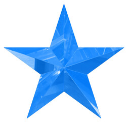 Wall Mural - 5 point star - christmas star - blue single isolated on white - 3d rendering