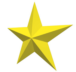 Wall Mural - 5 point star - christmas star - yellow single isolated on white - 3d rendering