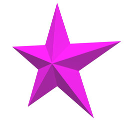 Wall Mural - 5 point star - christmas star - purple pink single isolated on white - 3d rendering