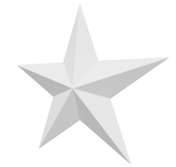 Wall Mural - 5 point star - christmas star - white single isolated on white - 3d rendering