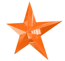 Wall Mural - 5 point star - christmas star - orange single isolated on white - 3d rendering