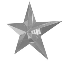 Wall Mural - 5 point star - christmas star - gray single isolated on white - 3d rendering