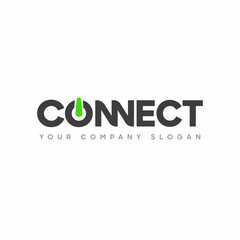 Poster - Connect Black and Green Uppercase Logo Design Template Elements. Connected with power. Modern Networking Logo Design Vector.