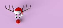 Christmas Toy Abstract Reindeer Banner. Copy Space. 3d Illustration.