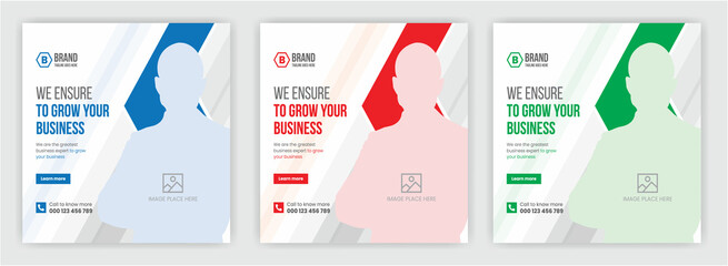 Wall Mural - Corporate business square social media post design or web banner template