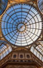 Wall Mural - Architecture in Milan fashion Gallery, Italy. Dome roof architectural detail.