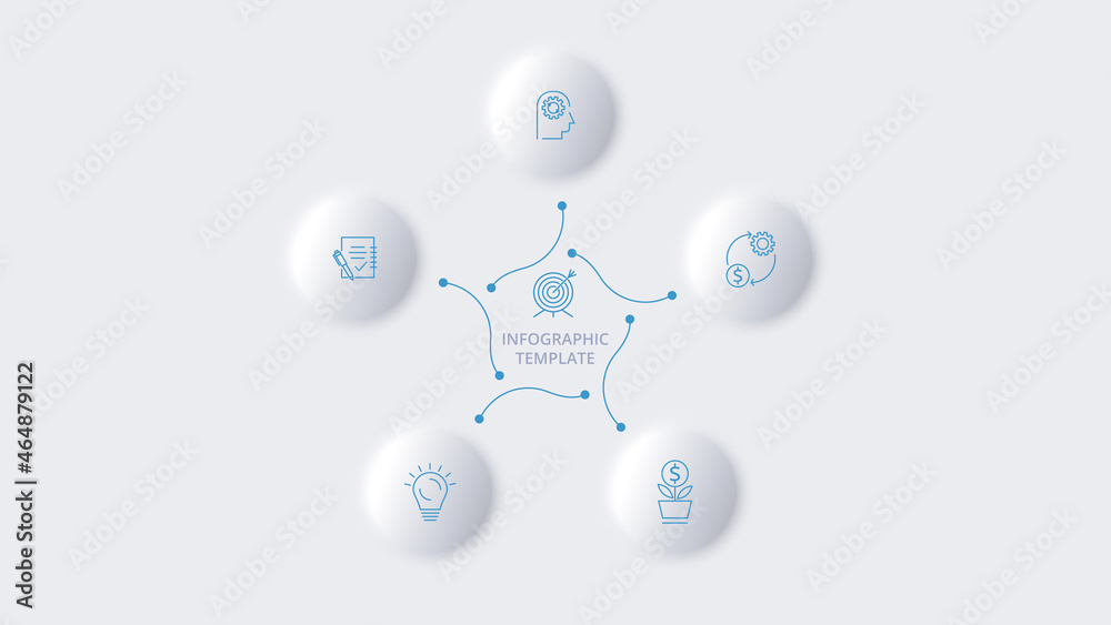 Neumorphic flow chart infographic. Creative concept for infographic ...