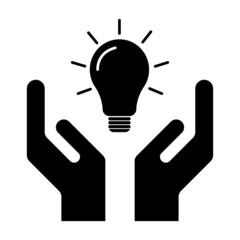 Hope icon, human hand with bulb symbol,  help and protection  graphic design, support vector illustration