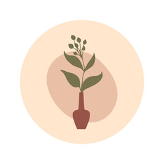 Poster - Cover for Highlights in Social Media. Flowers in a flowerpot. Pastel colors. Vector illustration