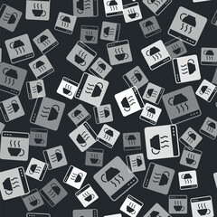 Grey Software, web developer programming code icon isolated seamless pattern on black background. Javascript computer script random parts of program code. Vector