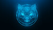 Shiba inu polygonal vector illustration on a blue background. Cryptocurrency low poly design