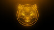 Golden Shiba inu polygonal illustration on a black background. Cryptocurrency low poly design