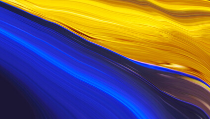 Bright fluid blue and gold yellow background. Abstract liquid golden and water wave. Art digital backdrop. Premium illustration. Vibrant banner. Template. Luxury texture. Device screen wallpaper.