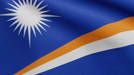 Wall Mural - 3D, Marshallese flag waving on wind. Marshall banner blowing soft silk.