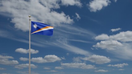 Wall Mural - 3D, Marshallese flag waving on wind. Marshall banner blowing soft silk.