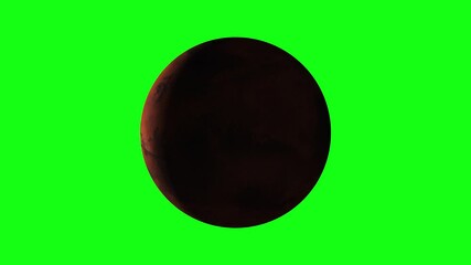 Wall Mural - beautiful planet of mars animation in green screen. close to the world, mars is rotating. milky way 