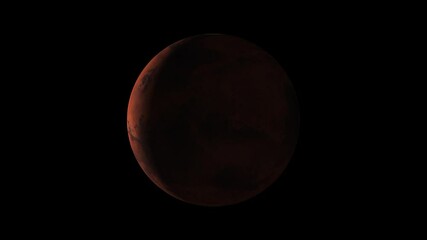 Wall Mural - beautiful planet of mars animation in green screen. close to the world, mars is rotating. milky way 