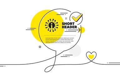 Poster - info icon. continuous line check mark chat bubble. information center sign. support system symbol. i
