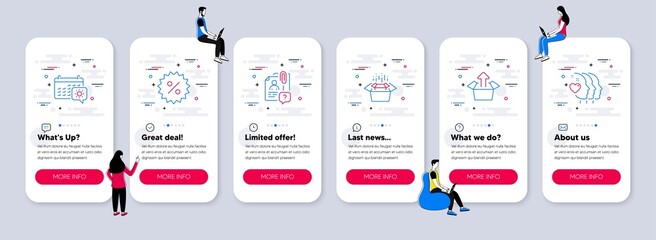 Poster - vector set of business icons related to send box, travel calendar and discount icons. ui phone app s