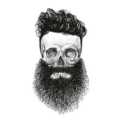 Wall Mural - Skull hipster style, creative fashion design. Hand drawn vector illustration
