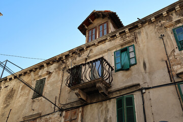 Poster - Low angle view of an old abandoned building, Croatia