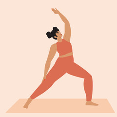 Wall Mural - Illustration of woman wearing neutral color sportswear doing yoga pose