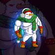 The big snowman with muscle esport mascot design
