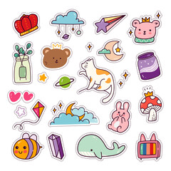 Wall Mural - Kawaii Animal Sticker Set, Fashion Patch Collection