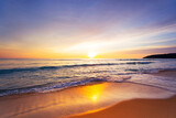 Fototapeta  - Sunset or sunrise sky clouds over sea sunlight in Phuket Thailand Amazing nature landscape seascape