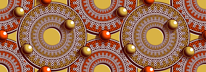 circle african seamless pattern, folk motifs intricate shapes, folk embroidery, picture art and abst