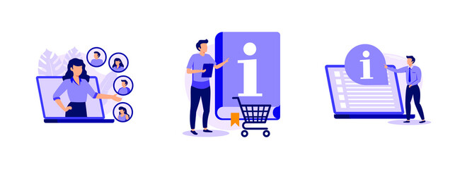 Poster - customer persona, consumer information, customer service guide. online shopping abstract concept vec