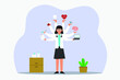 Multitasking vector concept. Female doctor doing multitask with many hands while standing in the hospital