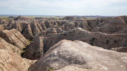 Wall Mural - White River Valley Overlook in Badland national park during summer. Badland landscape South Dakota.