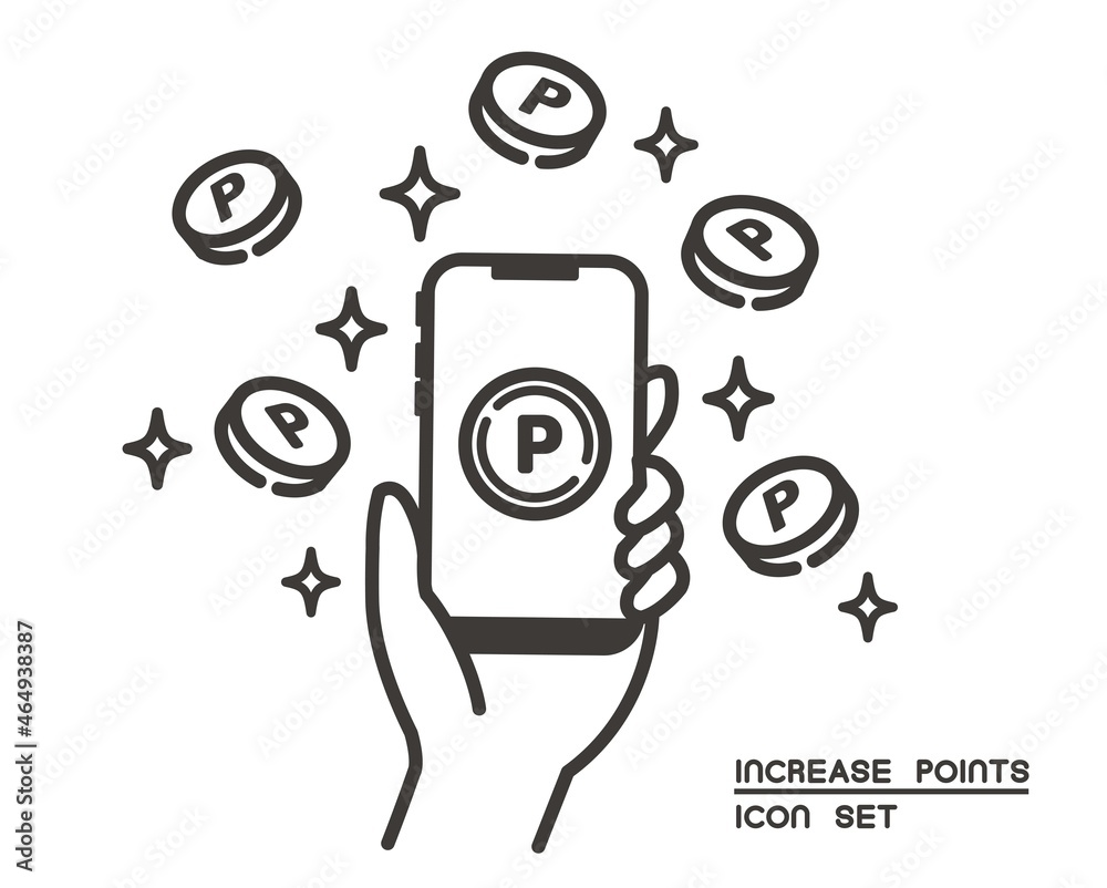 Image vectorielle Stock ポイントとスマホのベクターイラスト素材／ポイ活／アイコン／コイン | Adobe Stock