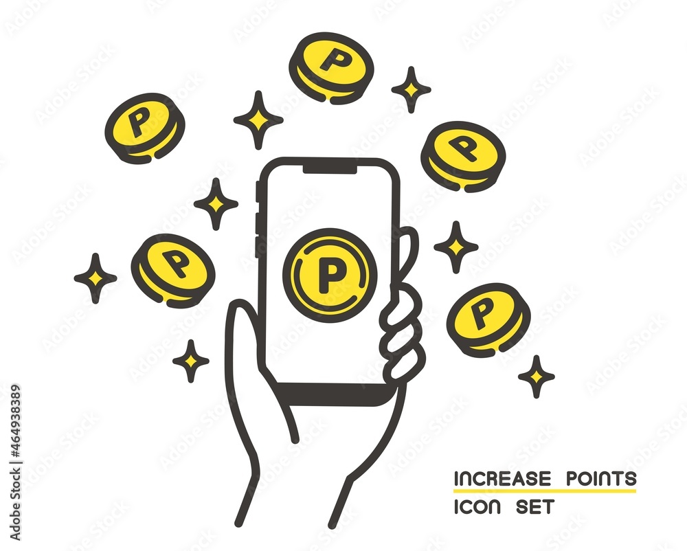 Image vectorielle Stock ポイントとスマホのベクターイラスト素材／ポイ活／アイコン／コイン | Adobe Stock