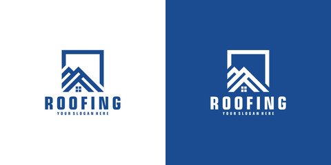 roof design logo inspiration with frames, logos for construction and buildings and business cards