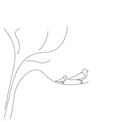 Wall Mural - Bird silhouette line drawing vector illustration