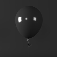 Aufkleber - closeup one black balloon with ribbon in color background. 3d render. new years christmas black frid