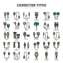 Connector Types , Thin Line And Pixel Perfect Icons
