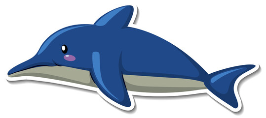 Wall Mural - Cute dolphin cartoon sticker