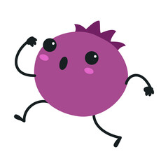 Sticker - Funny Running Blueberry Fruit Character with Face and Arm Vector Illustration