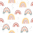 Trend rainbow in boho style seamless pattern. Vector illustration for children. Design for children's clothing, nursery decor