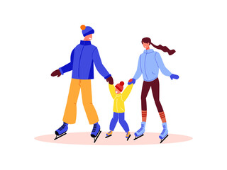 Wall Mural - Family Winter Skating Composition