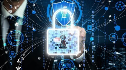 Poster - cyber security encryption technology to protect data privacy conceptual . 3d render computer graphic