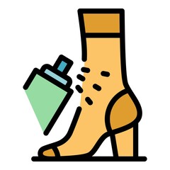 Sticker - Polish spray shoe icon. Outline polish spray shoe vector icon color flat isolated