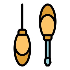Poster - Shoe repair screwdriver icon. Outline shoe repair screwdriver vector icon color flat isolated